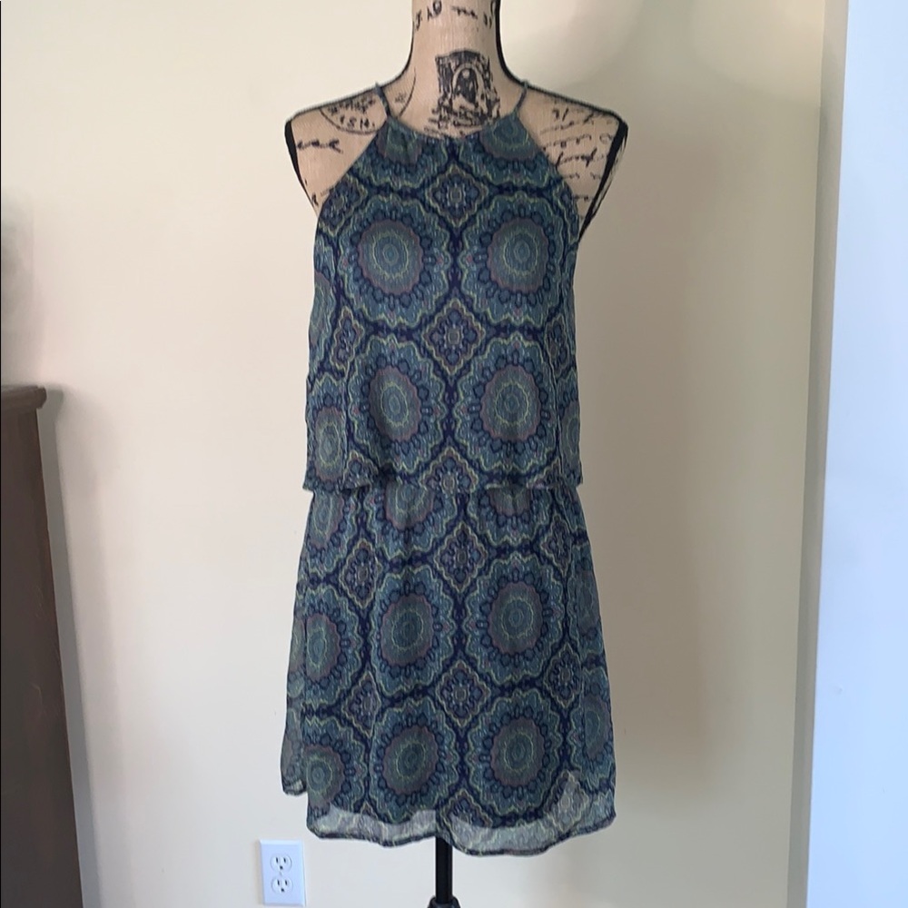 O'Neill M  Blue Green Mandala Tiered Halter Sundress. Stunning